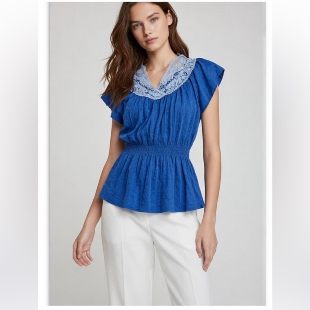 Sam & Max Stretch Waist Shirt Top Blouse Women's Blue Sz M Never Worn